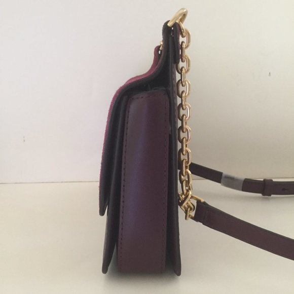 Michael Kors Natalie Leather & Suede Plum Medium Chain Messenger Bag/$378 RETAIL - Picture 8 of 11